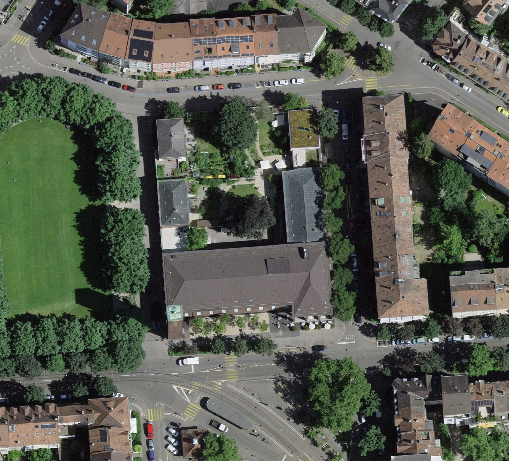 Aerial photograph of the completed garden in 2025