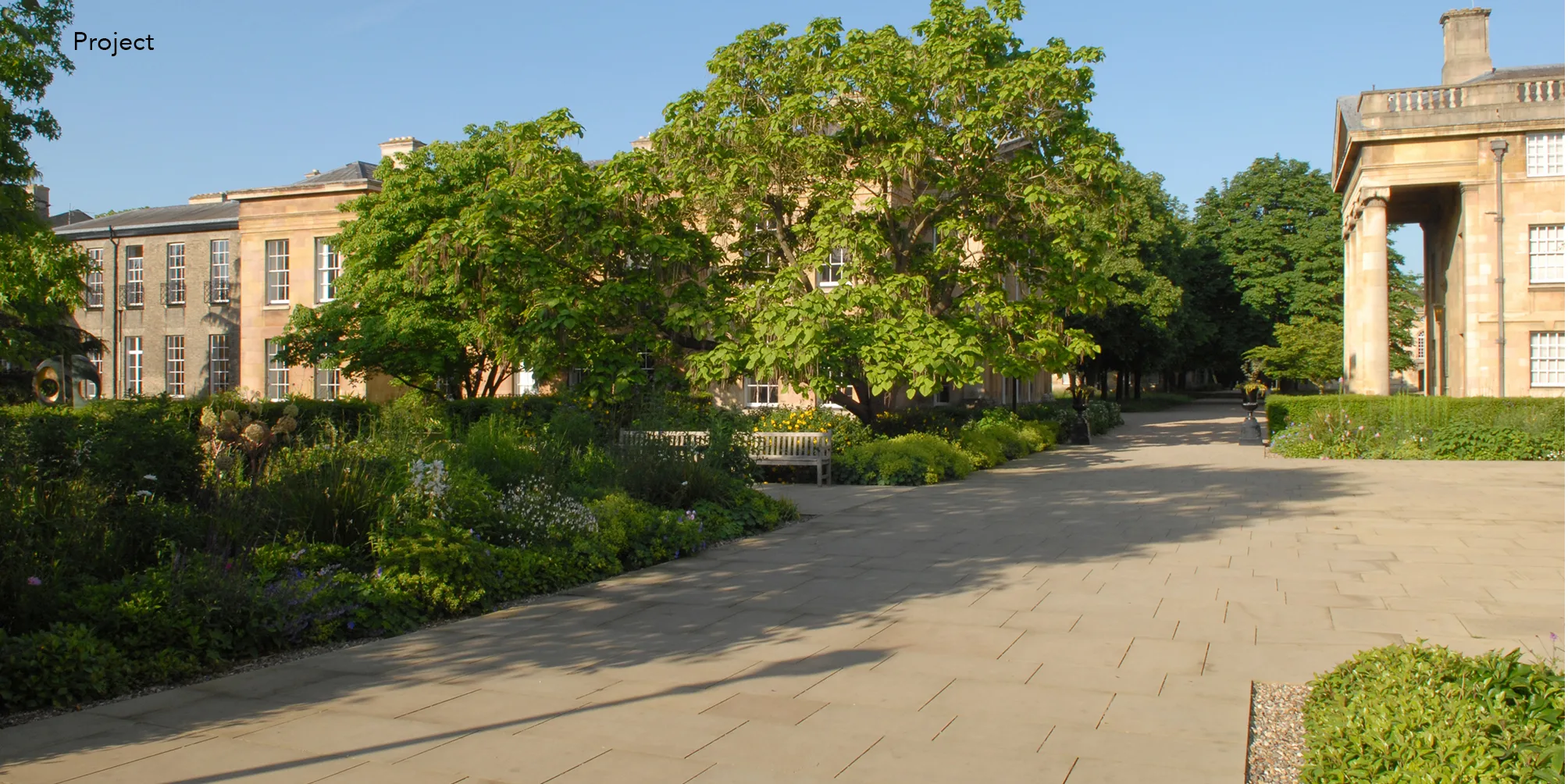 Photograph at the entrance to Downing College in 2024